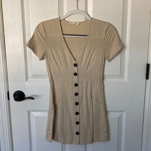 PacSun Beige Button-Front Mini Dress